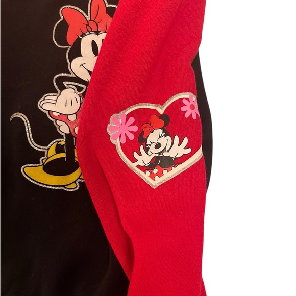 Disney Minnie Mouse Varsity Jacket With Hood Girls Black Red White Size: 5 - Picture 9 of 11